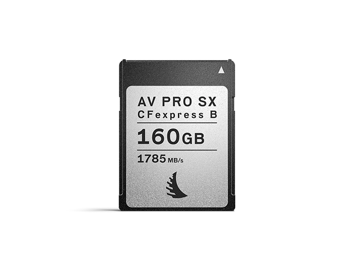 CFexpress Type B SX memory card with 160 GB capacity displayed on a neutral background.