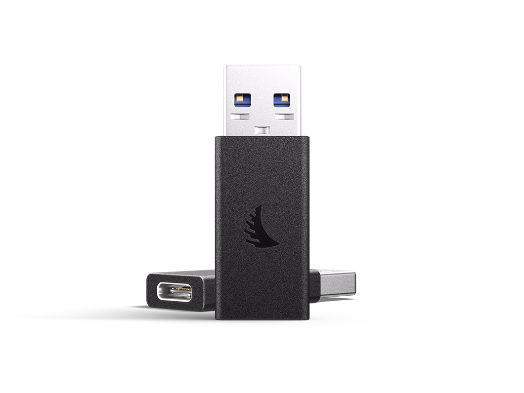 USB-A to USB-C adapter displayed without background